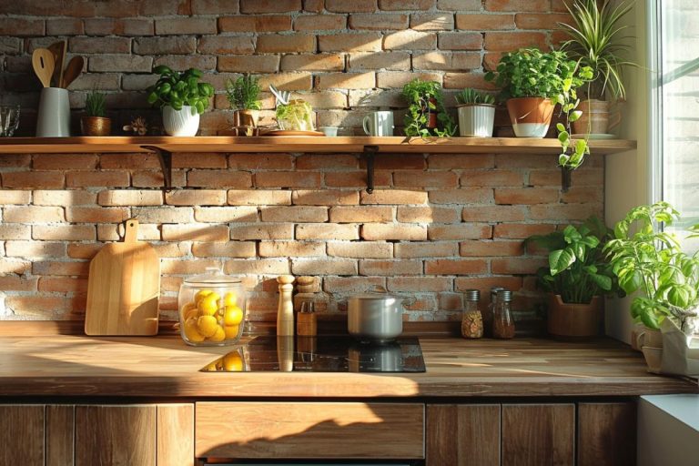 Crédence cuisine effet brique : guide achat et prix