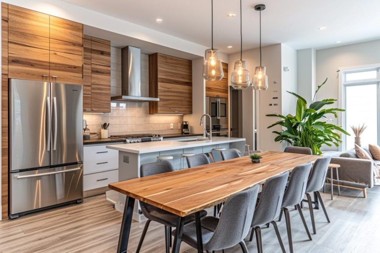 Aménagement de cuisine parallèle avec espace repas efficace