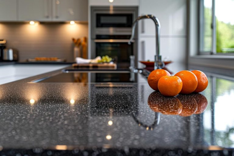 Plan de travail en granit noir pour cuisine et salle de bain