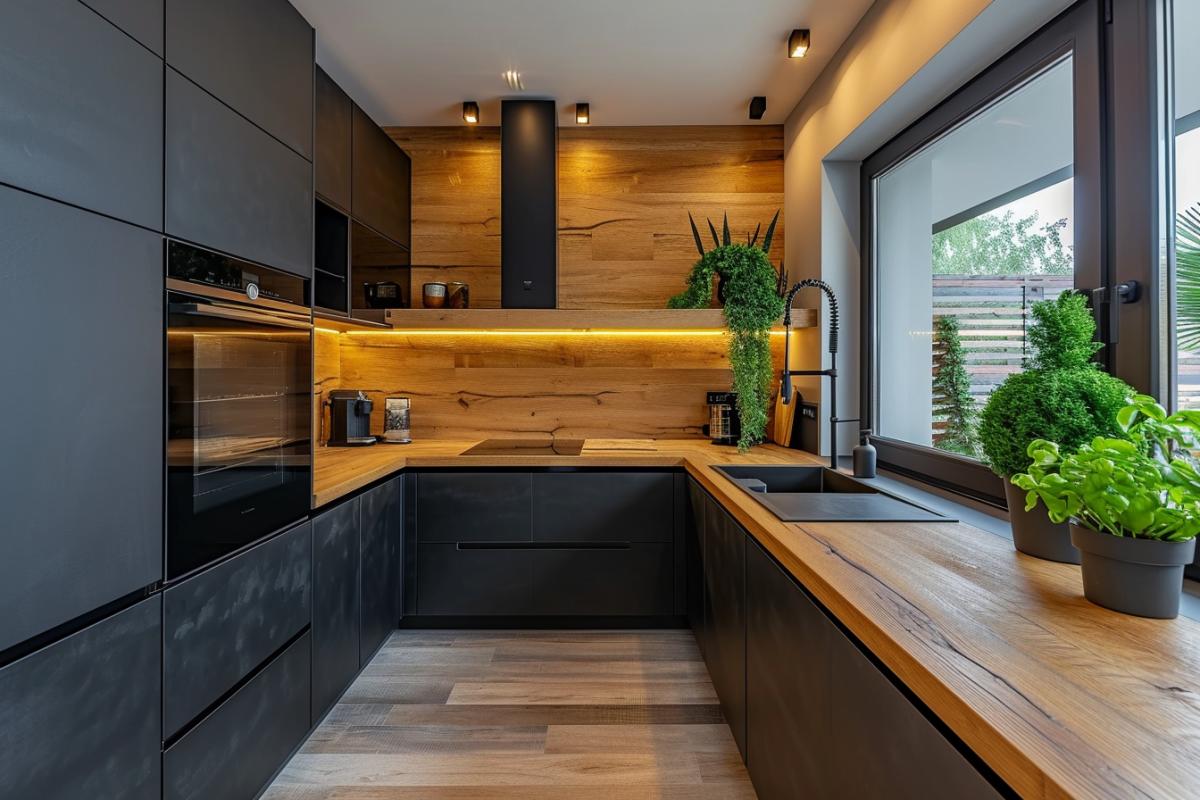 Perfect Original Photos about  Cuisine Noir Et Bois Cuisinella  as Your HD Pictures