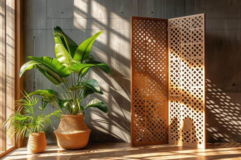 Meuble séparation sur mesure pour l'entrée du salon