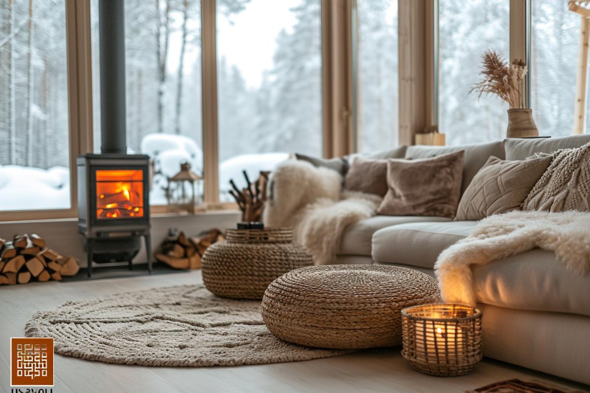 Idées déco salon cosy avec poêle à granulés