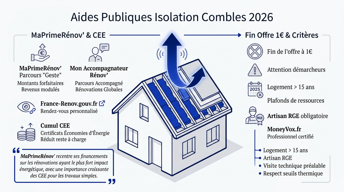 Aides isolation combles 2026